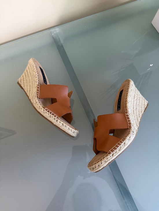 Steve Madden Shoes - Steve Madden Leather Espadrille Wedge Sandals Size 9.5 | Tan Platform Slides